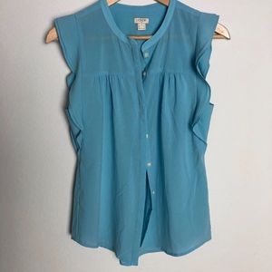 J Crew blue top with ruffles